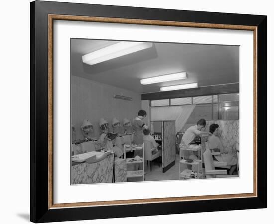 Hairdressers at Work, Armthorpe, Near Doncaster, South Yorkshire, 1961-Michael Walters-Framed Photographic Print