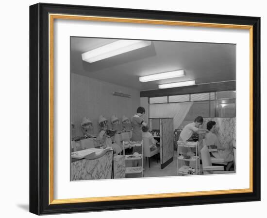 Hairdressers at Work, Armthorpe, Near Doncaster, South Yorkshire, 1961-Michael Walters-Framed Photographic Print