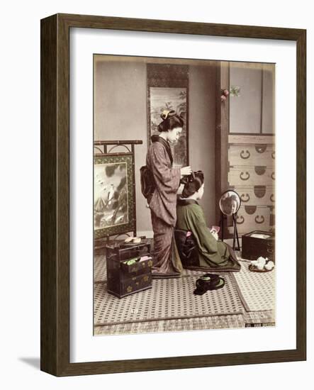 Hairdressing, Japan, circa 1880-Kusakabe Kimbei-Framed Giclee Print