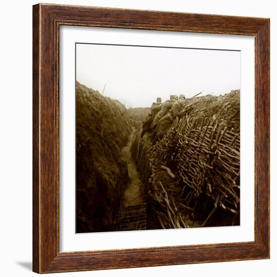 Hairy in a Trench Filled with Fascinating, First World War (Stereoscopic Glass Plate)-Anonymous Anonymous-Framed Giclee Print