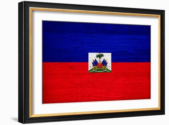 Haiti Flag Design with Wood Patterning - Flags of the World Series-Philippe Hugonnard-Framed Art Print