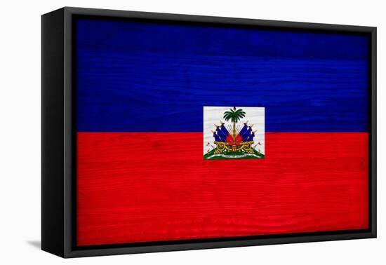 Haiti Flag Design with Wood Patterning - Flags of the World Series-Philippe Hugonnard-Framed Stretched Canvas