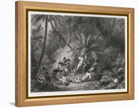 Haiti, San Domingo: Toussaint l'Ouverture is Defeated by the French at the Ravine aux Couleuvres-Karl Giraradet-Framed Stretched Canvas