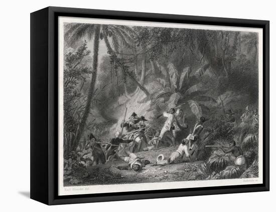 Haiti, San Domingo: Toussaint l'Ouverture is Defeated by the French at the Ravine aux Couleuvres-Karl Giraradet-Framed Stretched Canvas