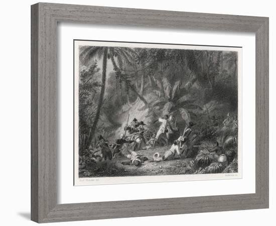 Haiti, San Domingo: Toussaint l'Ouverture is Defeated by the French at the Ravine aux Couleuvres-Karl Giraradet-Framed Art Print