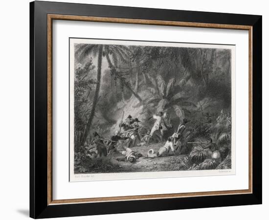 Haiti, San Domingo: Toussaint l'Ouverture is Defeated by the French at the Ravine aux Couleuvres-Karl Giraradet-Framed Art Print