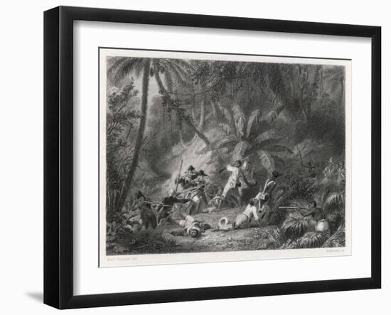 Haiti, San Domingo: Toussaint l'Ouverture is Defeated by the French at the Ravine aux Couleuvres-Karl Giraradet-Framed Art Print