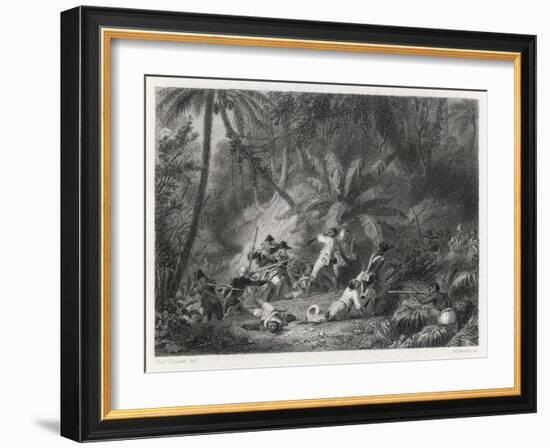 Haiti, San Domingo: Toussaint l'Ouverture is Defeated by the French at the Ravine aux Couleuvres-Karl Giraradet-Framed Art Print