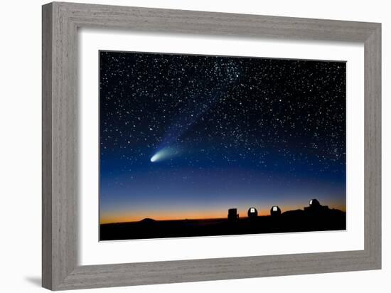 Hale Bopp And Observatories, Hawaii-David Nunuk-Framed Photographic Print