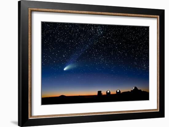 Hale Bopp And Observatories, Hawaii-David Nunuk-Framed Photographic Print