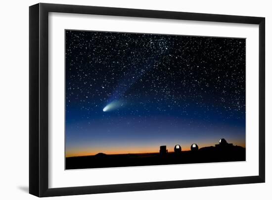 Hale Bopp And Observatories, Hawaii-David Nunuk-Framed Photographic Print