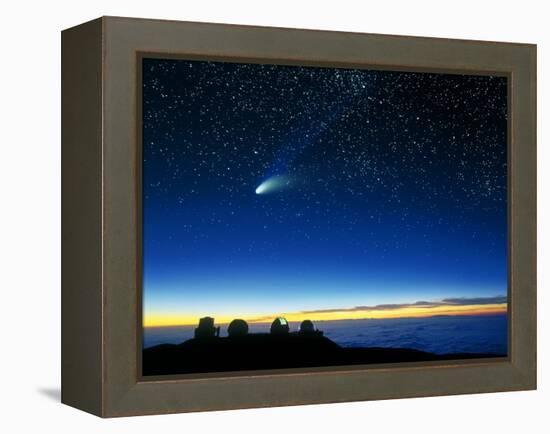 Hale-Bopp Comet And Telescope Domes-David Nunuk-Framed Premier Image Canvas