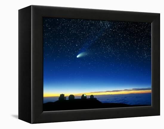 Hale-Bopp Comet And Telescope Domes-David Nunuk-Framed Premier Image Canvas