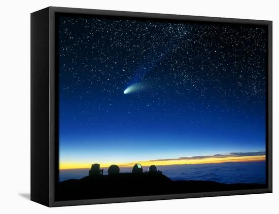 Hale-Bopp Comet And Telescope Domes-David Nunuk-Framed Premier Image Canvas