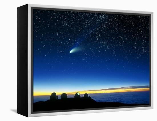 Hale-Bopp Comet And Telescope Domes-David Nunuk-Framed Premier Image Canvas