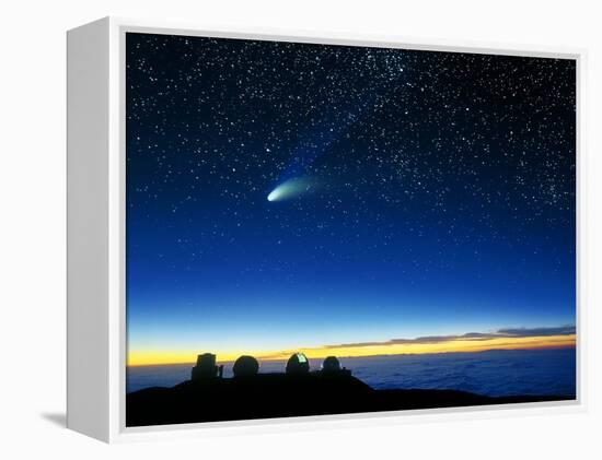 Hale-Bopp Comet And Telescope Domes-David Nunuk-Framed Premier Image Canvas