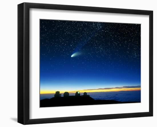 Hale-Bopp Comet And Telescope Domes-David Nunuk-Framed Photographic Print