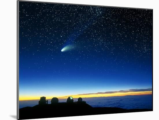Hale-Bopp Comet And Telescope Domes-David Nunuk-Mounted Photographic Print