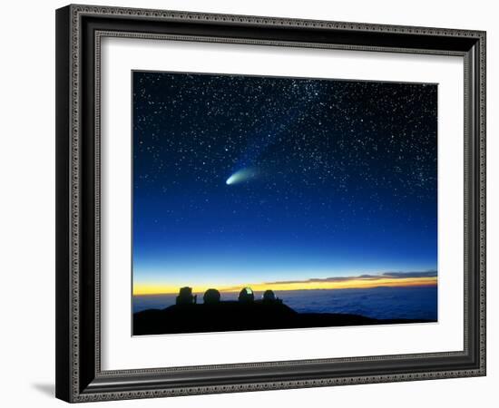 Hale-Bopp Comet And Telescope Domes-David Nunuk-Framed Photographic Print