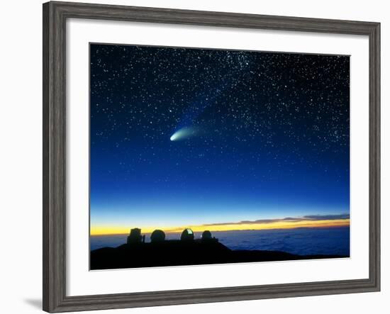 Hale-Bopp Comet And Telescope Domes-David Nunuk-Framed Photographic Print