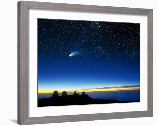 Hale-Bopp Comet And Telescope Domes-David Nunuk-Framed Photographic Print