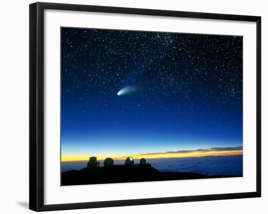 Hale-Bopp Comet And Telescope Domes-David Nunuk-Framed Photographic Print