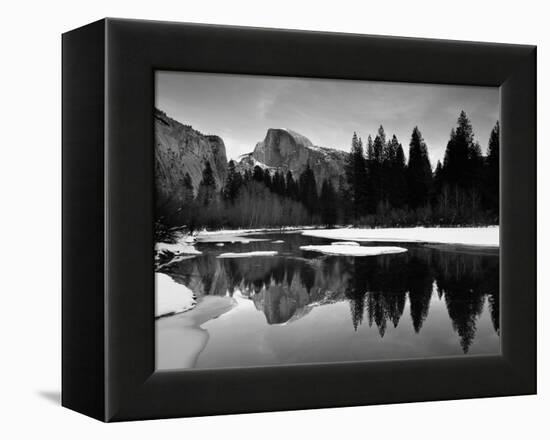 Half Dome Above River and Winter Snow, Yosemite National Park, California, USA-David Welling-Framed Premier Image Canvas