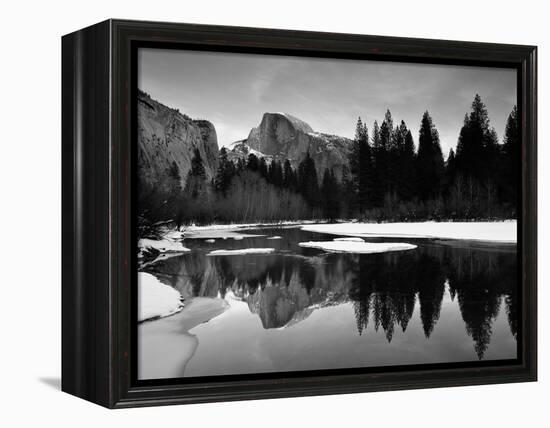 Half Dome Above River and Winter Snow, Yosemite National Park, California, USA-David Welling-Framed Premier Image Canvas