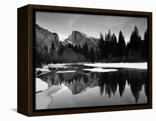 Half Dome Above River and Winter Snow, Yosemite National Park, California, USA-David Welling-Framed Premier Image Canvas