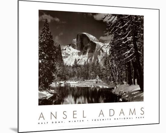 Half Dome, Merced River, Winter-Ansel Adams-Mounted Art Print