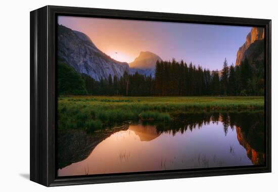 Half Dome Morning Light Beam and Reflection, Cooks Meadow, Yosemite Valley-Vincent James-Framed Premier Image Canvas