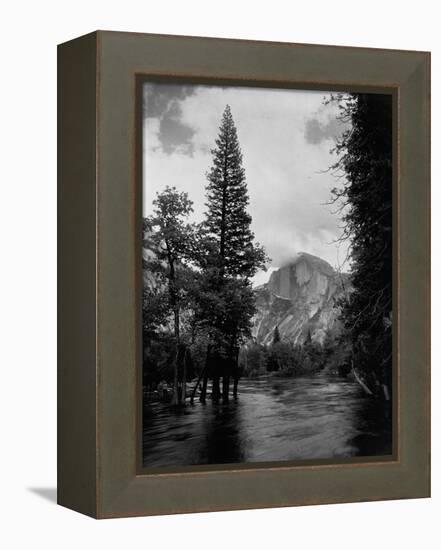 Half Dome Over Merced River-null-Framed Premier Image Canvas