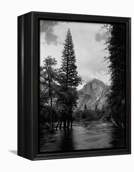 Half Dome Over Merced River-null-Framed Premier Image Canvas