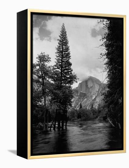 Half Dome Over Merced River-null-Framed Premier Image Canvas