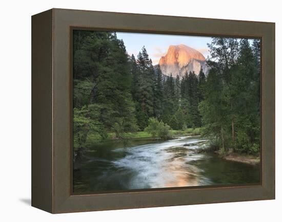 Half Dome with Sunset over Merced River, Yosemite, California, USA-Tom Norring-Framed Premier Image Canvas