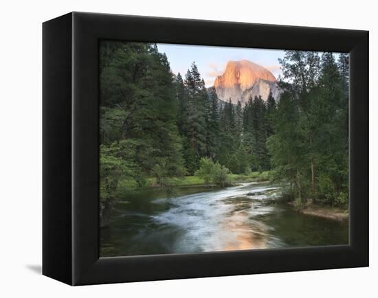 Half Dome with Sunset over Merced River, Yosemite, California, USA-Tom Norring-Framed Premier Image Canvas