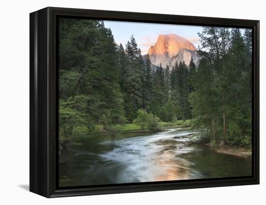 Half Dome with Sunset over Merced River, Yosemite, California, USA-Tom Norring-Framed Premier Image Canvas