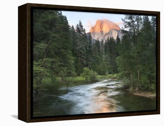 Half Dome with Sunset over Merced River, Yosemite, California, USA-Tom Norring-Framed Premier Image Canvas