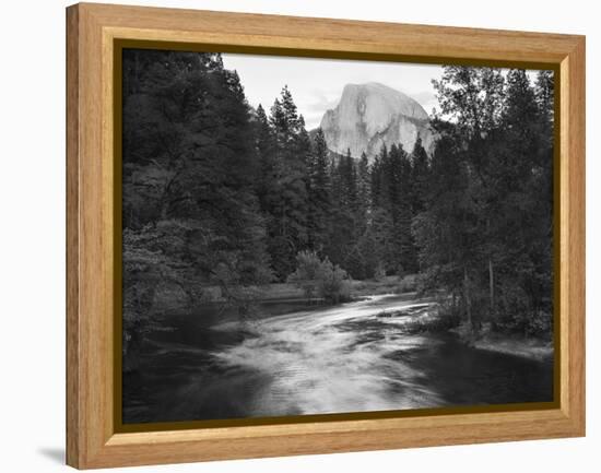 Half Dome with Sunset over Merced River, Yosemite, California, USA-Tom Norring-Framed Premier Image Canvas