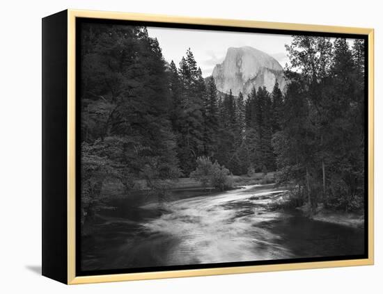 Half Dome with Sunset over Merced River, Yosemite, California, USA-Tom Norring-Framed Premier Image Canvas