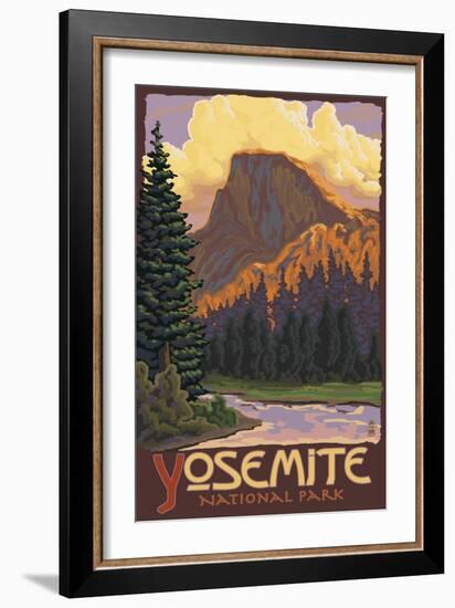 Half Dome, Yosemite National Park, California-Lantern Press-Framed Art Print