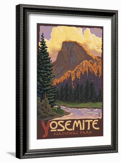 Half Dome, Yosemite National Park, California-Lantern Press-Framed Art Print