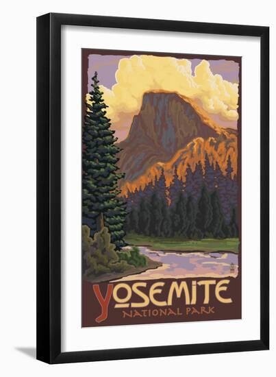 Half Dome, Yosemite National Park, California-Lantern Press-Framed Premium Giclee Print