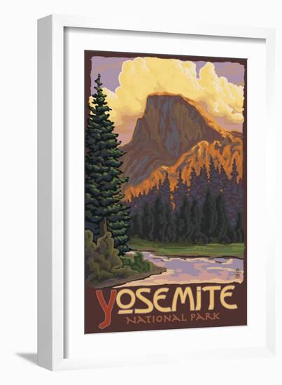 Half Dome, Yosemite National Park, California-Lantern Press-Framed Premium Giclee Print