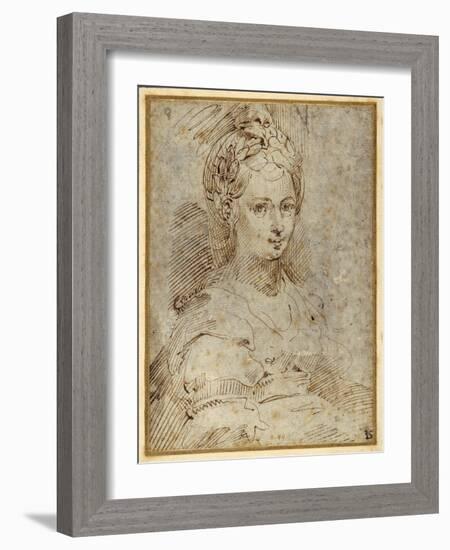 Half-Length of a Seated Woman-Parmigianino-Framed Giclee Print