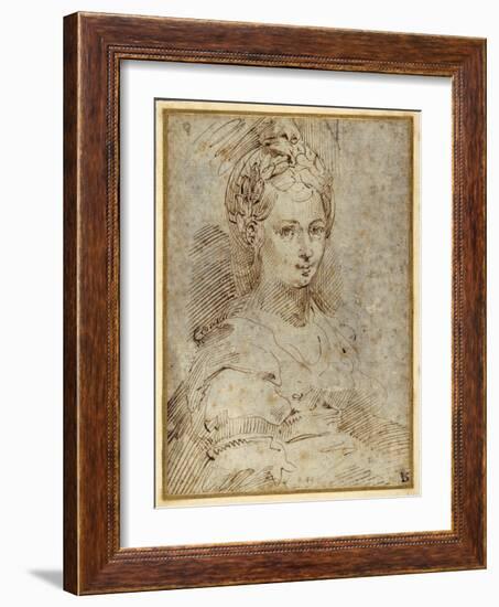 Half-Length of a Seated Woman-Parmigianino-Framed Giclee Print