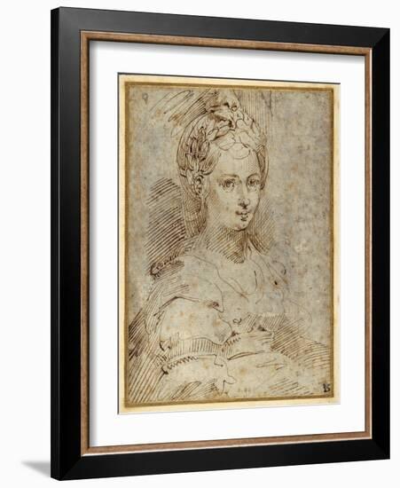 Half-Length of a Seated Woman-Parmigianino-Framed Giclee Print