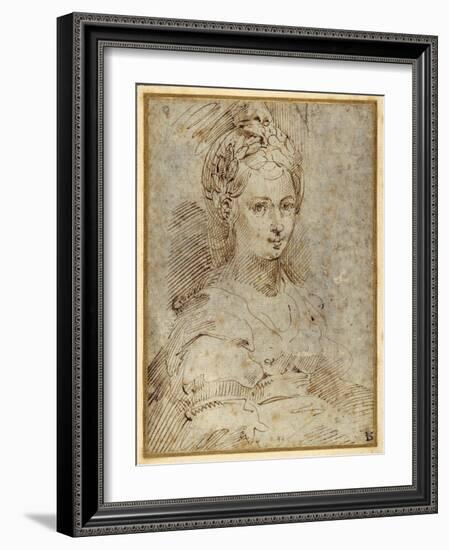 Half-Length of a Seated Woman-Parmigianino-Framed Giclee Print