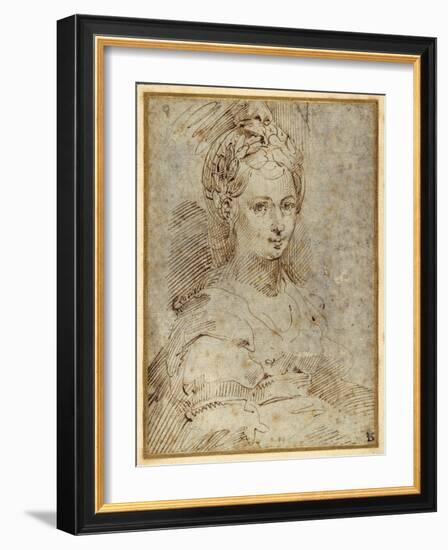 Half-Length of a Seated Woman-Parmigianino-Framed Giclee Print