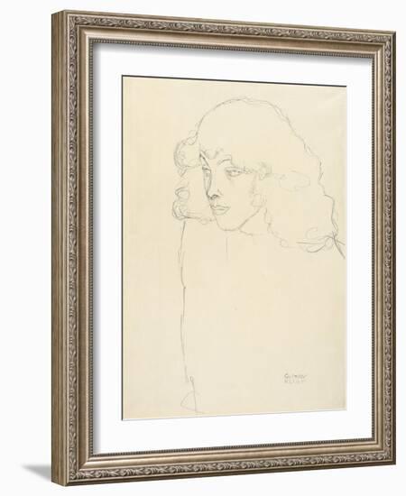 Half-Length Portrait of a Girl in Three-Quarter Profile, 1913-Gustav Klimt-Framed Giclee Print